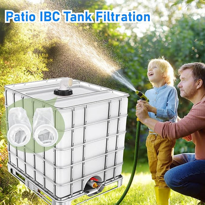 2Pcs Rain Water Filter, 8 Inch IBC Lid Filter, Nylon IBC Tote Cover, Stretchy Reusable Tote Lid for Mounting on Container Rainwater Tank