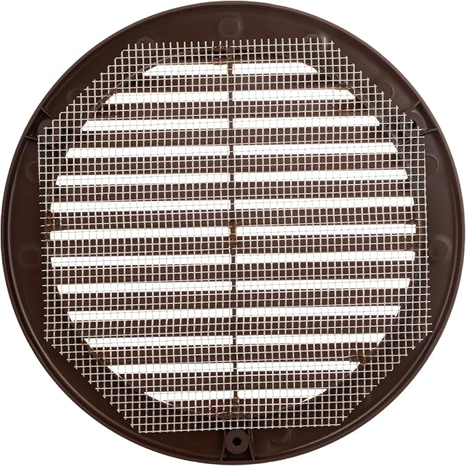 Vent Systems 6" Inch (Opening Dimensions) - Pack of 100 - Brown Soffit Vent Cover - Plastic Round Air Vent Grille - Built-in Mesh Screen - HVAC Register Louver for Bathroom, Home, Kitchen