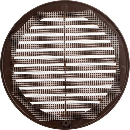 Vent Systems 6" Inch (Opening Dimensions) - Pack of 100 - Brown Soffit Vent Cover - Plastic Round Air Vent Grille - Built-in Mesh Screen - HVAC Register Louver for Bathroom, Home, Kitchen