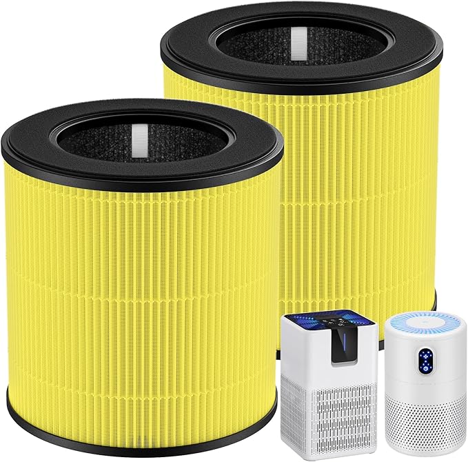 M05 B-D02L Pet Care Replacement Filter Compatible with MOOKA M05/ B-D02L, for KOIOS B-D02L, for VEWIOR B-D02U Air Purifi-ers, HEPA and Activated Carbon Filter, 2 Pack, Yellow
