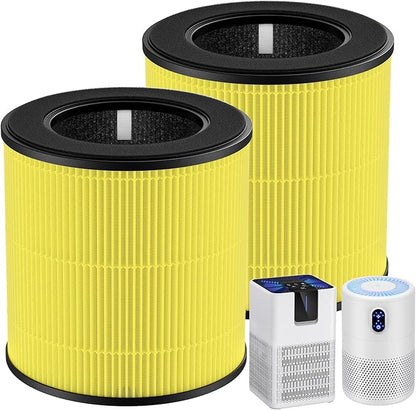 M05 B-D02L Pet Care Replacement Filter Compatible with MOOKA M05/ B-D02L, for KOIOS B-D02L, for VEWIOR B-D02U Air Purifi-ers, HEPA and Activated Carbon Filter, 2 Pack, Yellow