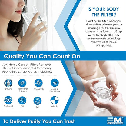 APPLIED MEMBRANES INC. 4.5"x10" Carbon Filter for Water Filtration | Replacement Water Filter Cartridge for Whole House Water Filter System