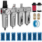 NANPU 3/4" NPT Industrial Grade 4 Stage Air Drying System - Particulate Filter, Coalescing Filter, Double Desiccant Dryers & Air Regulator, Metal Bowl, Auto Drain, for Paint Spray＆ Plasma Cutter