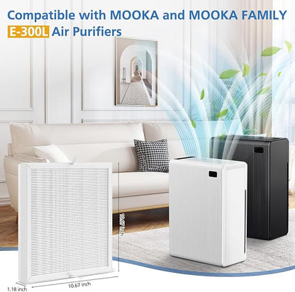 3 Pack E-300L Replacement Filter Compatible with MOOKA and MOOKA FAMILY E-300L Air Purifier for Large Room, Efficient Air Filter