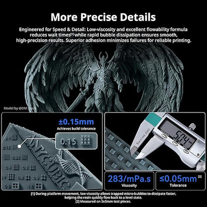 ANYCUBIC 2nd Gen Resin Technology ABS-Like Resin 2.0 Bundle, 3D Printer Resin with High Toughness, More Precise Details, Wide Compatibility for All LCD Resin 3D Printers (HD Grey, 4kg in Total)