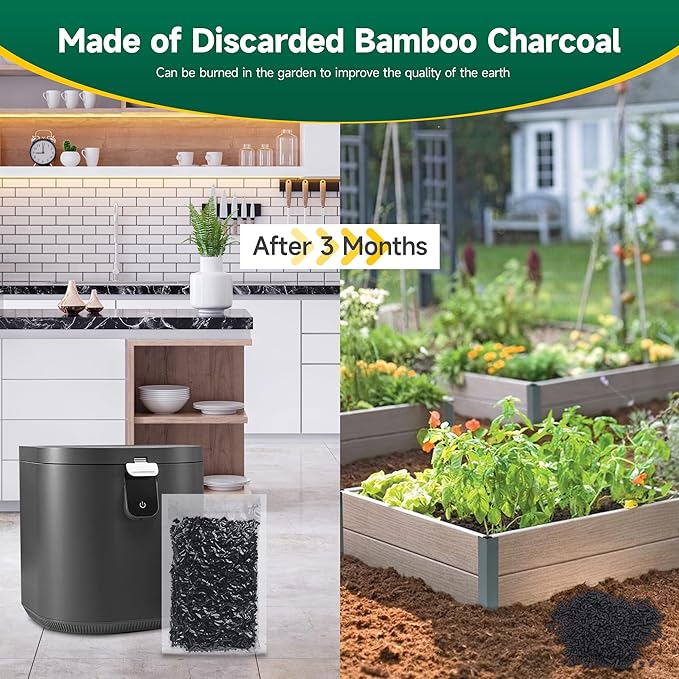 4 Packs 210g Odor Absorbing Activated Carbon Filter Refills for Smart Waste Kitchen Composter, Activated Charcoal Pellets
