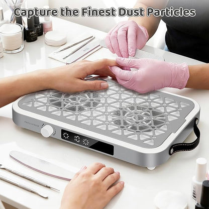 Nail Dust Collector, 1600PA Professional Nail Vacuum Dust Collector Fan with Absorb 99% of dust Within 20 inches in 3 Seconds - 10 Speeds Adjust, 30 Filters for Acrylic Manicure at Salon & Home
