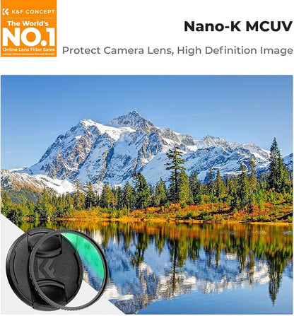 K&F CONCEPT 77mm MC UV Lens Protection Filter with Lens Cap Cleaning Cloth Optical Glass Ultra Slim 18 Multi-Layer Coatings Camera Lens UV Filter (K-Series)