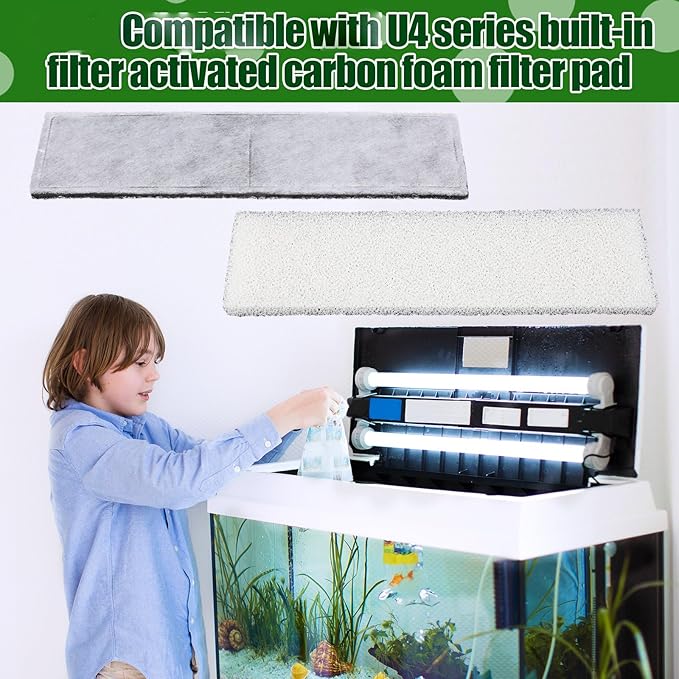 Pangda 12 Pcs Carbon Filter Foam Pads and Foam Filters Compatible with U4 Range of Internal Underwater Sponge Aquarium Underwater Filter Accessories for Internal Replacement Aquarium Fish Tank