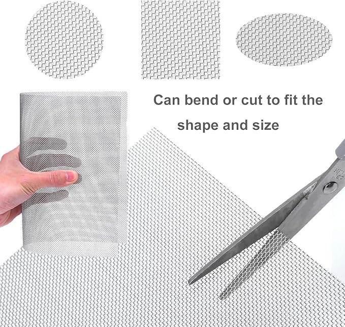 Stainless Steel Woven Wire Mesh, 304 Metal Mesh Sheet, 16 Mesh, Anti-Rust & Tear-Resistant, Vent, Filter, Garden Rodent Guard, Insect Screen, Easy to Cut (Silver 1.2x4m)