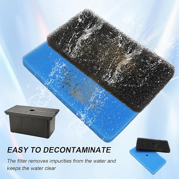 MDEOOSKY 4 Sets Pond Filter Sponge Pads, Coarse and Fine Filter Media Replacement for 52231 52229 Filter Box, for Outdoor Pond Aquariums Fountains, Compare to Part# 871980305528