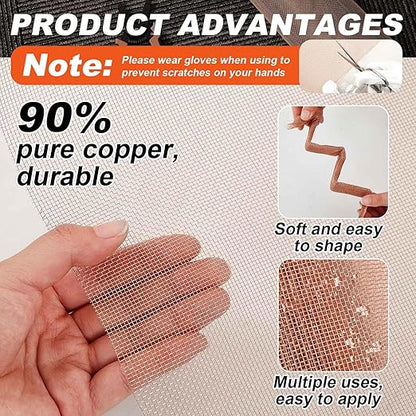 Zonon 90% Pure Copper Mesh Screen 36 Inch x 5 ft, 16x16 Mesh Copper Roll Wire Fabric 0.25 mm Wire Diameter Conductive Metal Dense Filter Screen Woven for Lab Faraday Cage Rodent Control Window Craft