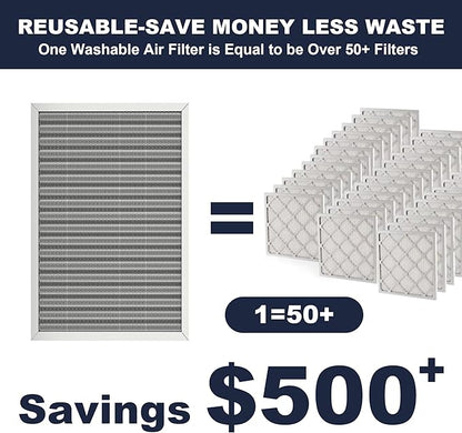 16x25x1 Reusable Air Filter, Electrostatic, Washable Lasts a Lifetime, Breathe Fresher Air in Home and Office HVAC AC Furnace Systems, Merv 8 (Actual Size: 15.5x24.65x0.82 Inch)