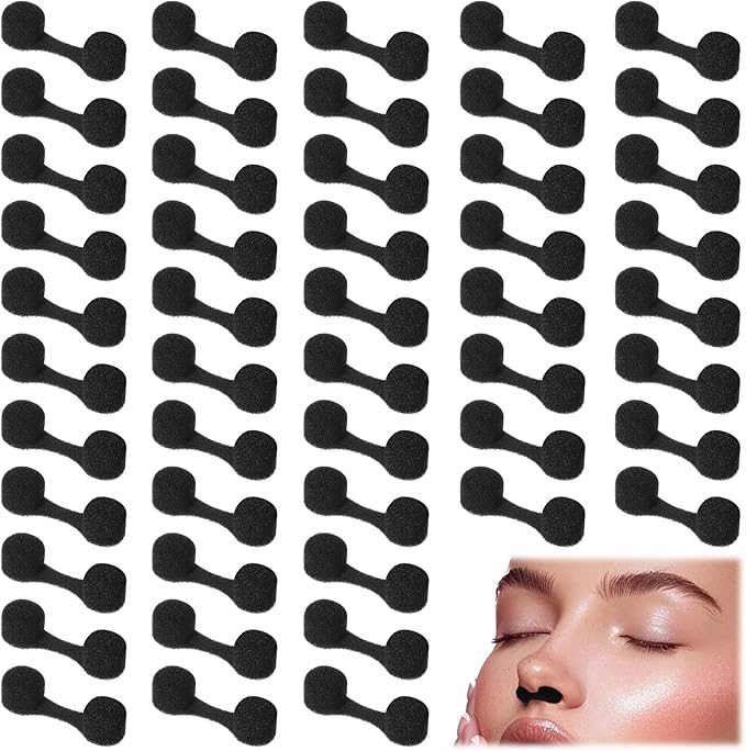 50Pcs Nose Plug Filter, Disposable Nose Filter Sponge Dust Filters for Allergies and Dust for Women Men Sunless Spray Tanning Outdoor DustConstruction Areas (Black)