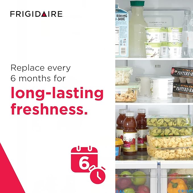 FRIGIDAIRE PAULTRA2 Pure Air Ultra II Refrigerator Air Filter with Carbon Technology to Absorb Food Odors, 3.8 Inch x 1.8 Inch, White