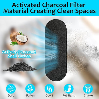 15pcs Ceiling Fan Filters for Blades Easy-Stick Strong Fixity Activated Coconut Carbon Fan Filter for Ceiling Fan, Universal Fan Blade Air Fresh Purifier Cat Litter Box Filter, Black