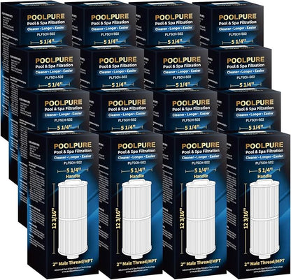 POOLPURE Pack of 16 5CH-502 Fine Thread Spa Filter Compatible with PPM50SC-F2M, Marquis Spa 20041, 20091, 370-0237, Marquis 50, 2” Male Thread/MPT Hot Tub Filter