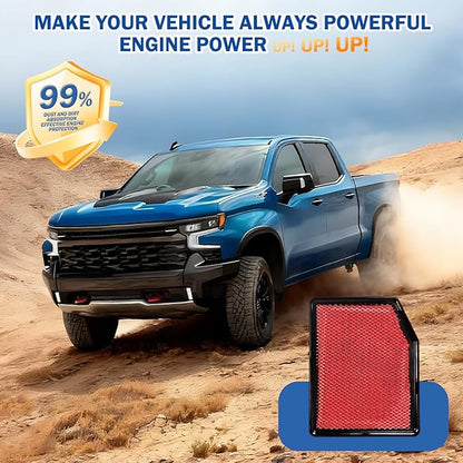 Cabin&Engine Air Filter Accessories for for Silverado 1500(2019-2026), Sierra 1500(2020-26), Suburban(2021-26), Tahoe(2021-26) Activated Carbon Engine Cabin Air Filter Replacement for CF11966 84121217
