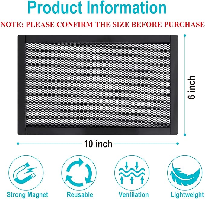 Magnetic Floor Register Vent Covers, 6 x 10 Inch Air Vent Filter Mesh, Sticky Magnet PVC Vent Screen Net for Wall Ceiling Floor Catches Toys Snacks Pet Hair and Pet Food 4 Pack