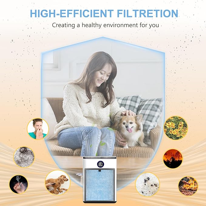 AP303 AP304 Replacement Filters, Compatible with DAYETTE ＆ FRESHDEW Air Purifier AP303/AP304, H14 HEPA Filter with Activated Carbon, 4 Pack (Wildfire Filter)