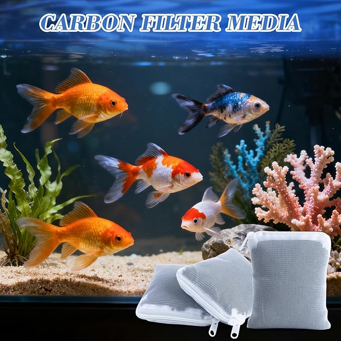 MAQIHAN 1.7 LB Activated Charcoal - Activated Carbon Aquarium Filter Media Charcoal Pellets for Fish Tank Supplies Media Bags for Aquarium Coconut Shell (780 gram,6 Nylon Bags)