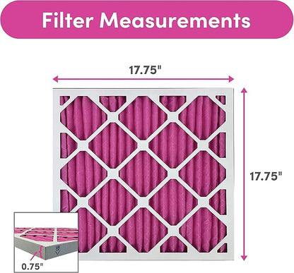 18x18x1 Air Filter by Colorfil | Color Changing Filters for Cat and Dog Odor | MERV 8 Furnace AC Filter for Pet Hair and Dust | 17.75"x17.75"x0.75" Exact Size | Pack of 4