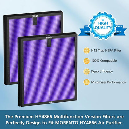 2 Pack HY4866 Multifunction Replacement Filters for MORENTO HY4866, WESTHEY HY4866, YIOU M1 Air Purifier, 3-in-1 HEPA Filter with High-Efficiency Activated Carbon Filter, Multifunction Version