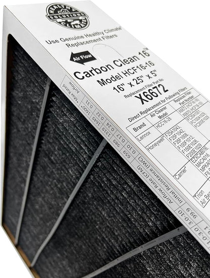 Lennox Healthy Climate X6672 16x25x5 Healthy Climate Carbon-Clean MERV 16 Filter Bundle with Same Day Supply Filter Change Reminder Magnet (5-Pack)