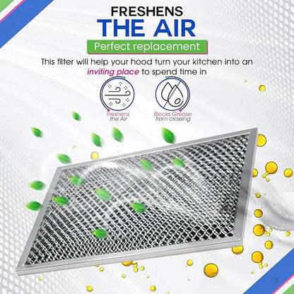 Stove Hood Vent Filter 10.5" x 8.8" 41F 97007696 Fit's Nutone & Broan Range Hood Filter Replacement for Ductless Exhaust Fan - Mesh Screen Filters Grease & Carbon Freshens Kitchen Oven Air (2-Pack)