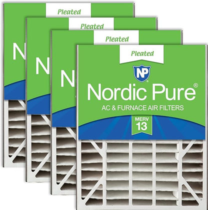 Nordic Pure 20x25x5 (Actual Size: 19 3/4 x 24 1/4 x 4 7/8) Air Bear Replacement 266649-102 MERV 13 Air Filters 4 Pack