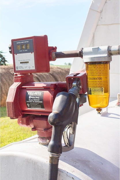 Dutton-Lainson Company - GOLDENROD 495 Bowl Fuel Tank Filter with 1" NPT Zinc Die-Cast Top Cap Fittings - See-Through Bowl Compatible with Biodiesel Blends - 10-Micron Diesel and Fuel Tank Filter