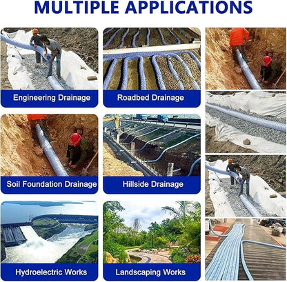 Perforated Drainage Pipe - 5cm (2in) Diameter, Flexible Underground Drainage Tube for Construction Sites and Sports Fields, Ideal Weeping Tile Solution