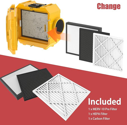 800CFM Hepa Air Scrubber with 3-Stage Filtration, Stackable Negative Air Machine, Commercial Air Purifier with MERV-10/HEPA/Carbon Filters for Water Damage, Construction, Industrial and Home Use