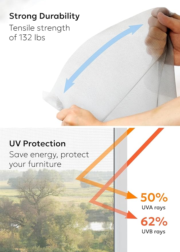 Clean Air Window Screen - Filters Pollen, Allergens, Dust, and Ash - Cleaner, Healthier Air - Easy to Cut - Ideal for Patio, Porch, and Window Screen Replacement - (37" x 15')