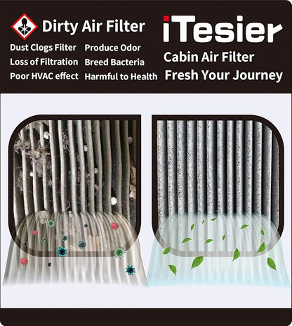 Engine & Cabin Air Filter Kit for Civic 2.0L (2016-2025), HRV HR-V (2023-2025), (Naturally Aspirated ONLY), OEM 17220-5BA-A00, CA12051, 80292TF0G01 (NOT FOR Civic Type R/Hatchback Turbo)