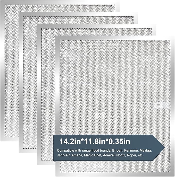 BPS1FA30 Range Hood Grease Filter 11-3/4" x 14-1/4" (4-Pack) Multi-layer Aluminum Mesh Filter,Replaces 99010299 NuTone Allure 30" WS1 QS2 and Broan QS1 30" by oneket