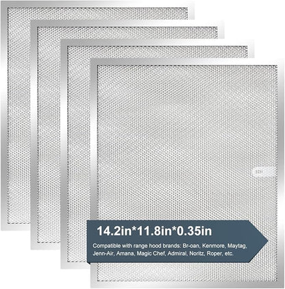 BPS1FA30 Range Hood Grease Filter 11-3/4" x 14-1/4" (4-Pack) Multi-layer Aluminum Mesh Filter,Replaces 99010299 NuTone Allure 30" WS1 QS2 and Broan QS1 30" by oneket