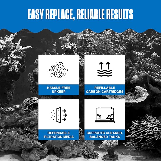 Penn-Plax Cascade 600 Filter Replacement Carbon Cartridges (2 Pack) – Provides Chemical Filtration for Freshwater and Saltwater Aquariums
