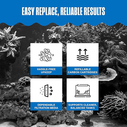 Penn-Plax Cascade 600 Filter Replacement Carbon Cartridges (2 Pack) – Provides Chemical Filtration for Freshwater and Saltwater Aquariums