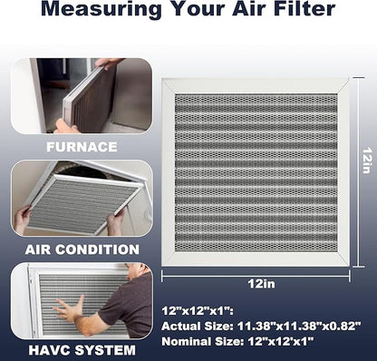 12x12x1 Reusable Air Filter, Electrostatic, Washable Lasts a Lifetime, Breathe Fresher Air in Home and Office HVAC AC Furnace Systems, Merv 8 (Actual Size: 11.38x11.38x0.82 Inch)