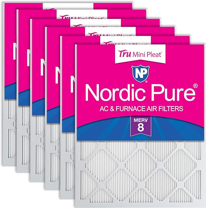 Nordic Pure 14x30x1 (Actual Size: 13 11/16 x 29 11/16 x 3/4) Tru Mini Pleat MERV 8 AC Furnace Air Filters - 2.5X More Media for Longer-Lasting, High-Efficiency Filtration - 6 Pack