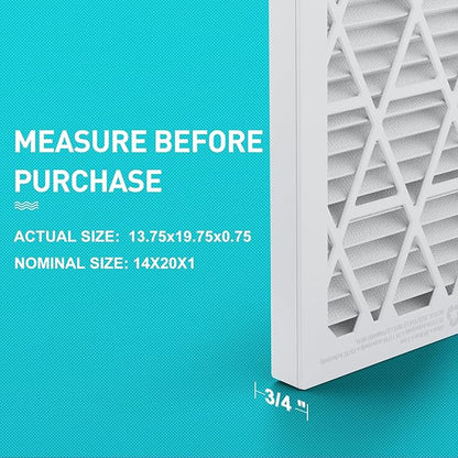 14x20x1 Refillable Air Filter Kit, MERV 8, 1 Reusable Foldable Frame ＆ 6 Refills, Fits Most AC HVAC Furnace Devices, Actual Size 13.75x19.75x0.75in