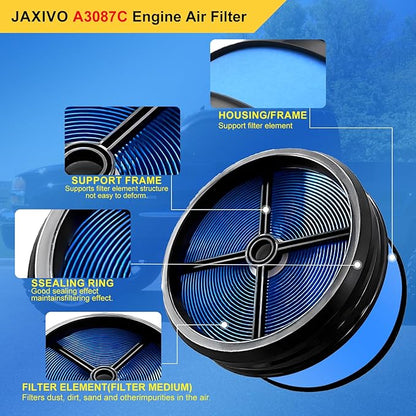 A3087C Engine Air Filter Compatible With 06-10 Silverado/Sierra 2500HD,07-10 Silverado/Sierra 3500HD,07 Silverado/Sierra 2500HD 3500 Classic, 6.6L 8Cyl Replaces P610875