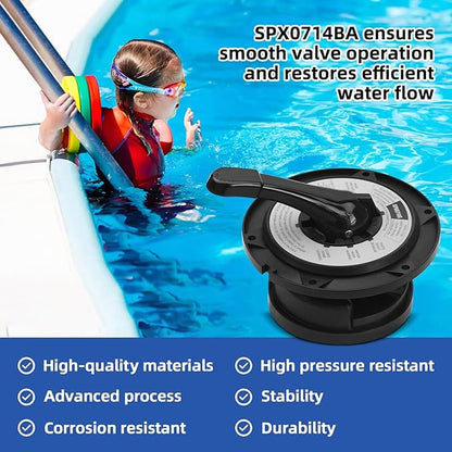 SPX0714BA Key Cover and Handle Assembly Replacement Fits Hayward Vari-flo XL Valve SP0714T SP0714A SP0714C SP0714G11 SPX714BS 601665, Black Pool Filter Valve Part