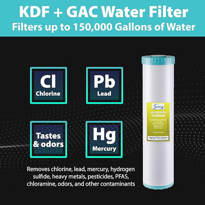 iSpring F3WGB32BMKS 4.5” x 20” 3-Stage Whole House Water Filter Replacement Pack, Reduces Sediments, Chlorine, Hydrogen Sulfide, Chloramine, PFAS, Heavy Metals, Iron, Manganese, Fits WGB32B-MKS