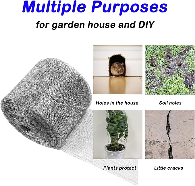 Wire Mesh for Mice Control 5 in X 36Ft,Hole Fill Fabric, Weep Holes Covers, Upgraded Stainless Steel Wire Mesh Roll, Flexible Stretchy Meshs Fabric for Garden House and DIY, Rodent Barrier