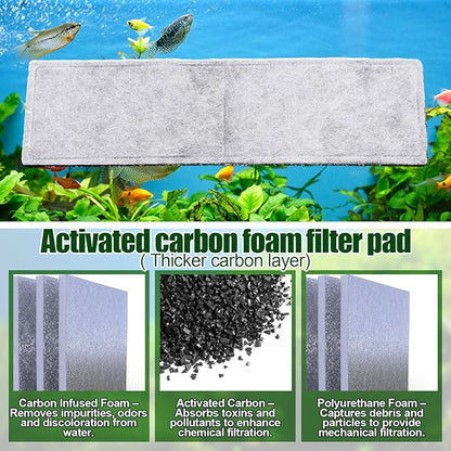 Pangda 12 Pcs Carbon Filter Foam Pads and Foam Filters Compatible with U4 Range of Internal Underwater Sponge Aquarium Underwater Filter Accessories for Internal Replacement Aquarium Fish Tank
