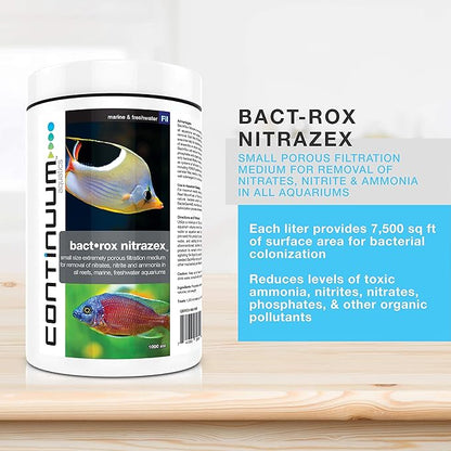 Continuum Aquatics Bact Rox Nitrazex – Small Porous Filtration Media to Remove Nitrates, Nitrite, and Ammonia in Reefs, Marine Saltwater and Freshwater Aquariums, 250-ml (Pack of 2)