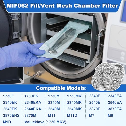 2 Pack MIF062 Fill/Vent Mesh Chamber Filter Compatible with Midmark, MIF062 Screen Filter Replacement M9/M9D, M11/M1D,1730E, 1730EK, 1730M, MIK072, MIK080