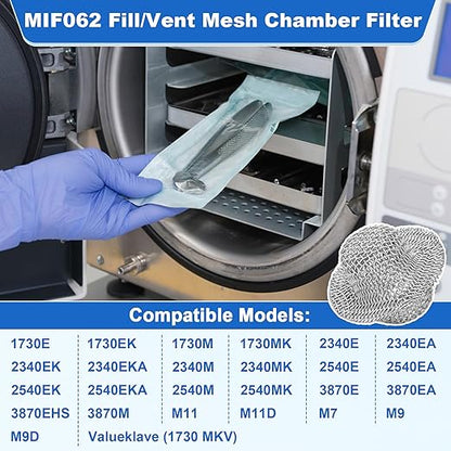 2 Pack MIF062 Fill/Vent Mesh Chamber Filter Compatible with Midmark, MIF062 Screen Filter Replacement M9/M9D, M11/M1D,1730E, 1730EK, 1730M, MIK072, MIK080